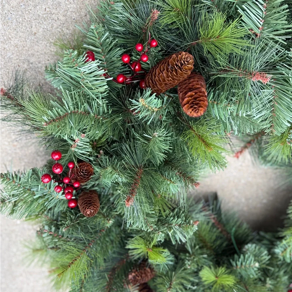 Festive Green and Red Holiday Wreath - NWT